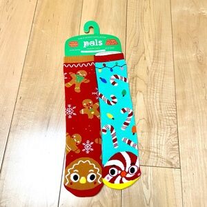Pals gingerbread & candy cane fun Mismatched Christmas Socks adult small